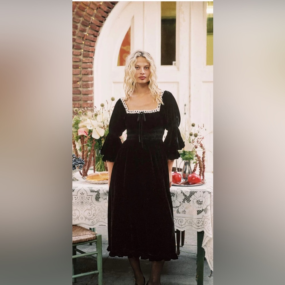 Christy Dawn Adelia Dress in Black Velvet Noir NWOT